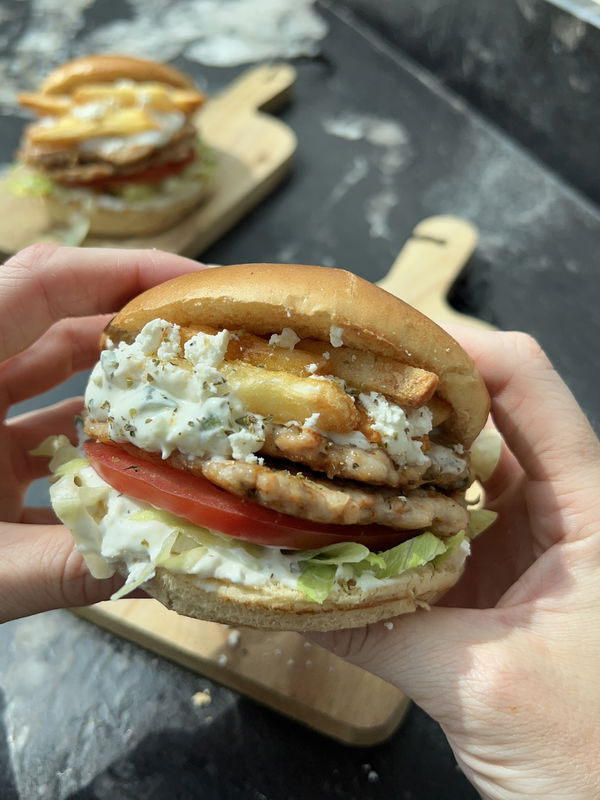 Greek Inspired Chicken Smash Burgers