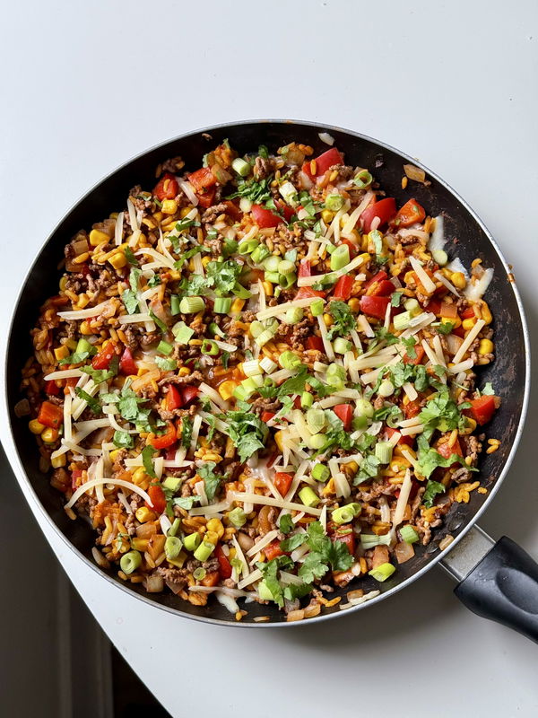 One Pan Chilli Beef Rice