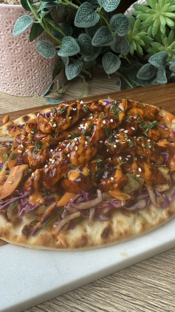 Sweet Chilli Chicken and Slaw Flatbread
