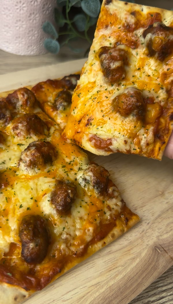 Cheesy Meatball Loaded Flatbread