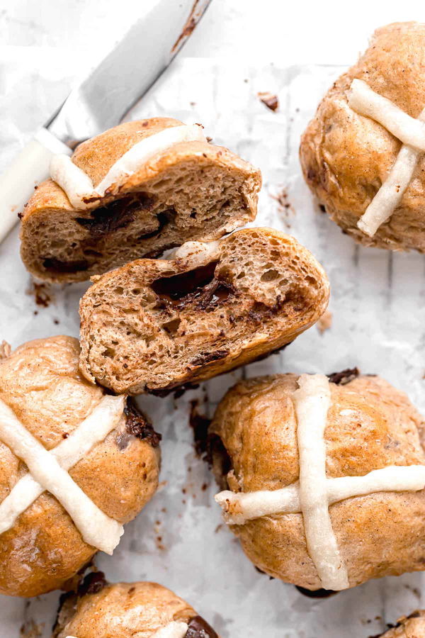 Chocolate Chip Hot Cross Buns