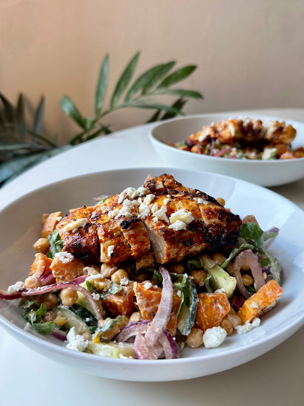 Harissa Chicken, Sweet Potato & Chickpea Salad