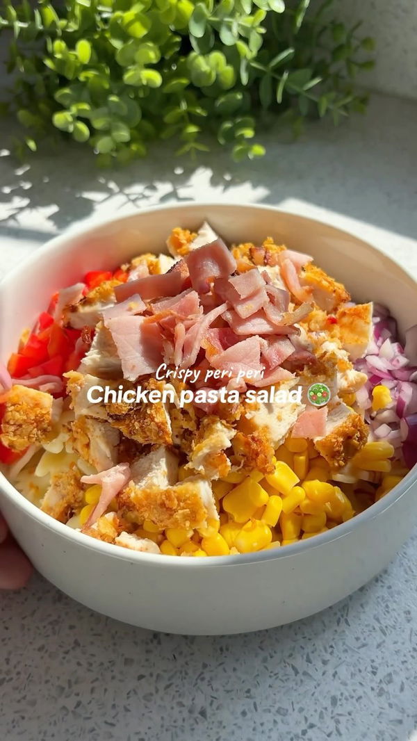 Crispy Peri Peri Chicken & Bacon Pasta Salad 🥵