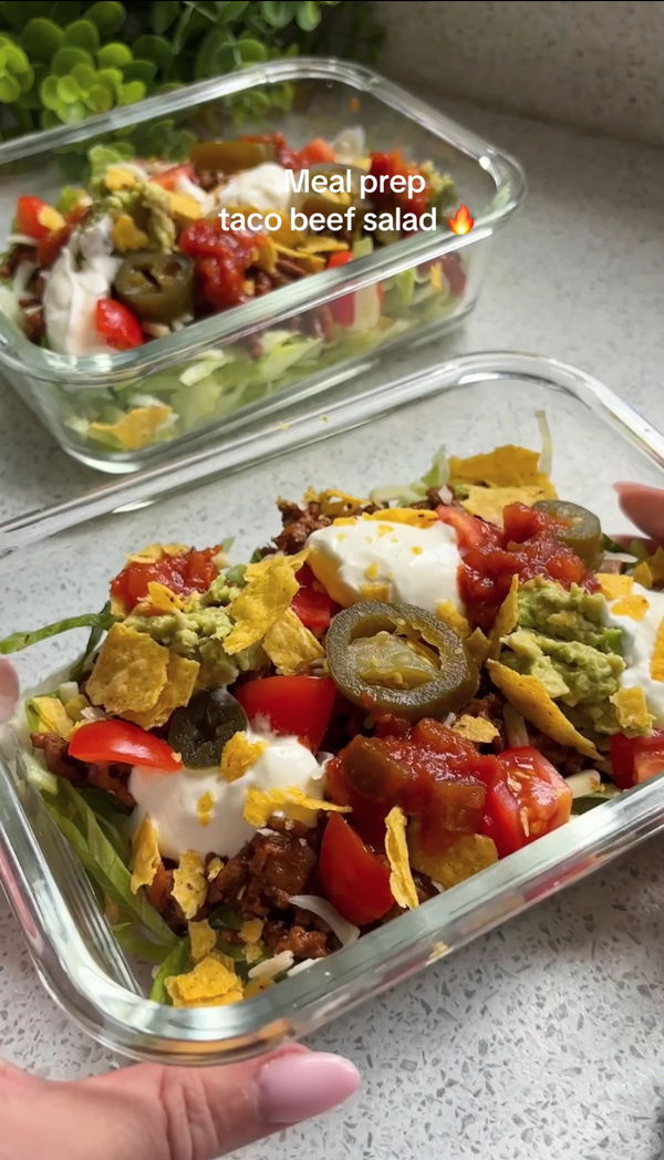 Meal prep taco beef salad