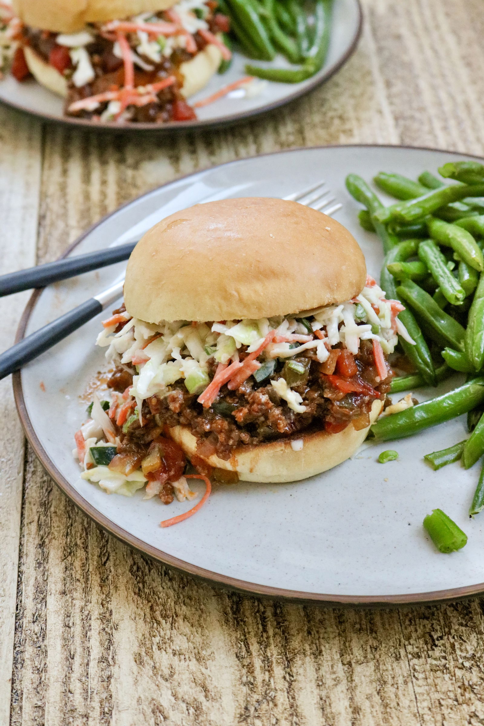 BBQ Sloppy Joes with Coleslaw