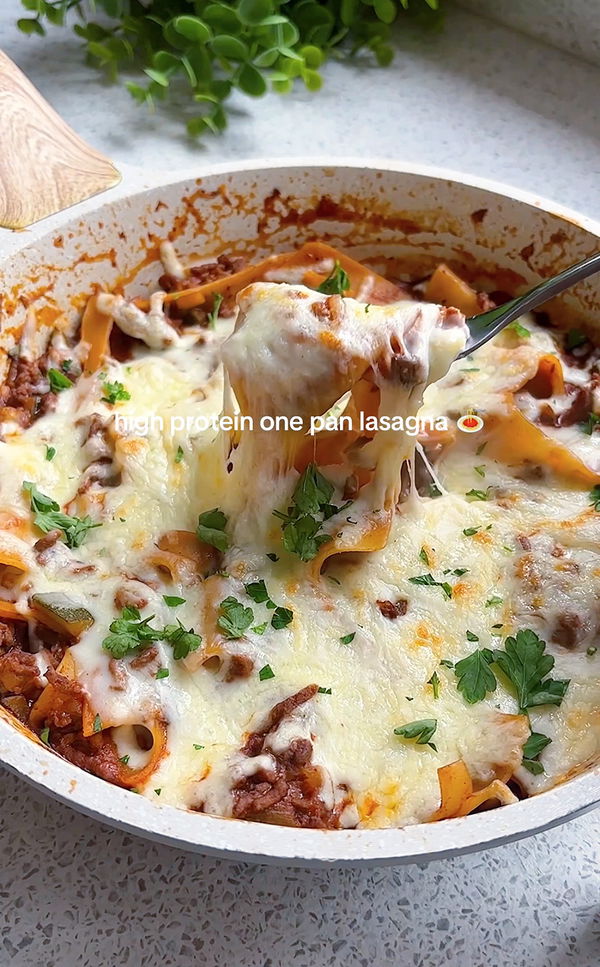 High protein one pan lasagna