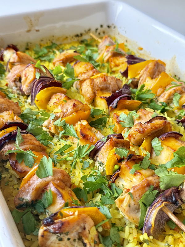 Harissa Chicken & Halloumi Skewers
