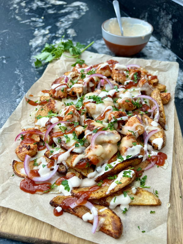 Cheesy Peri Chicken Loaded Lemon Herb Wedges