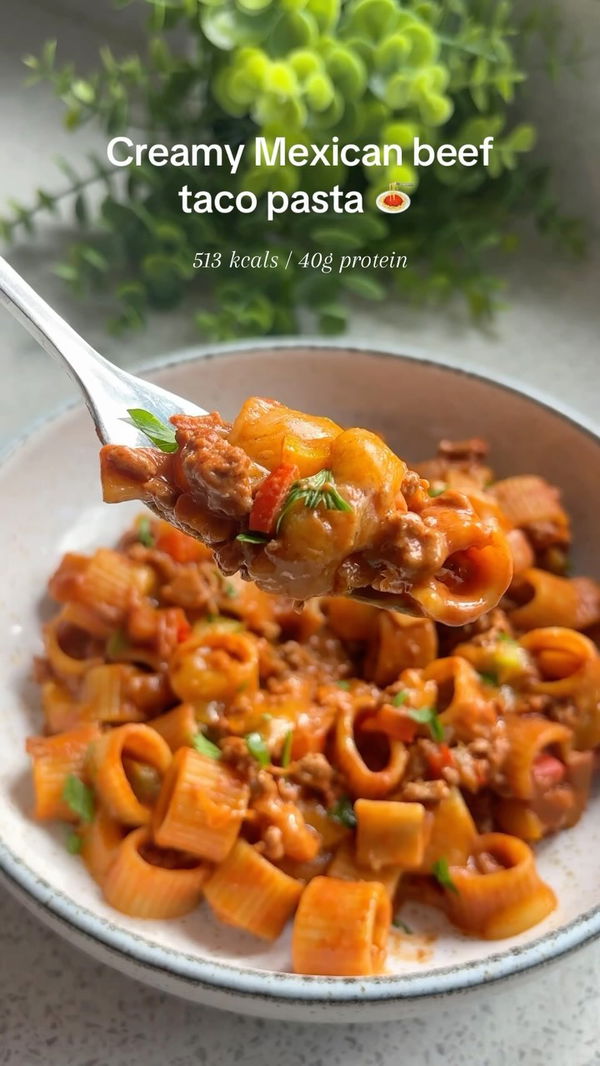 Creamy Mexican Beef Taco Pasta