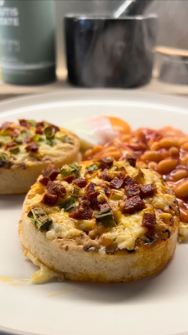 Cheesy Chorizo Crumpets