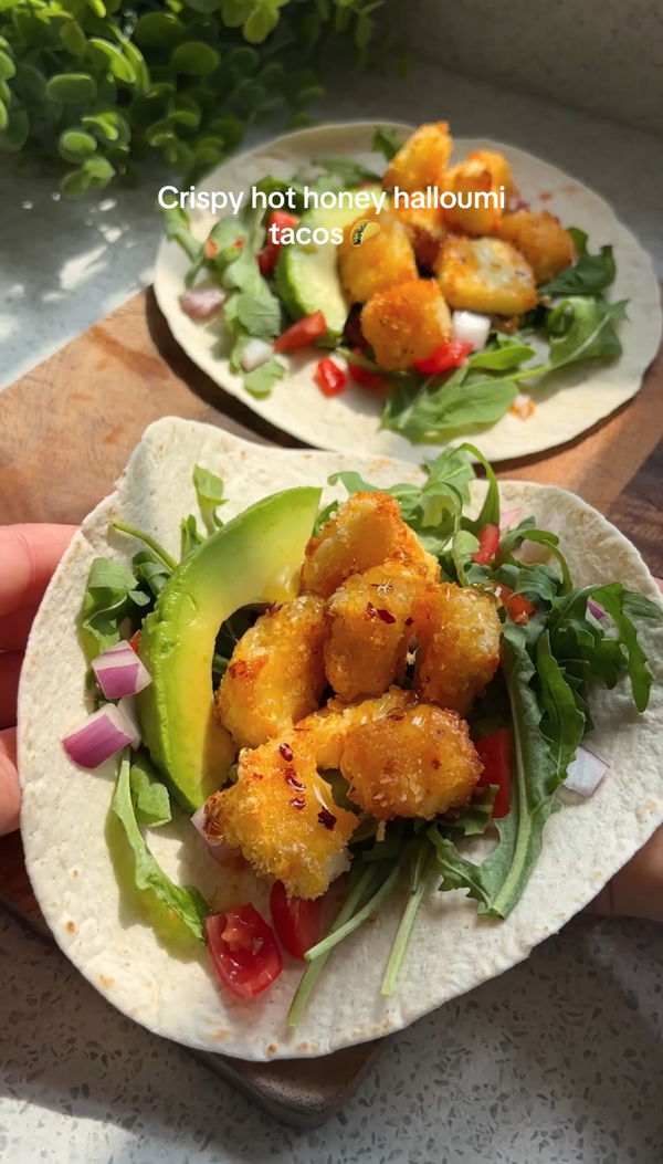 Hot honey halloumi tacos