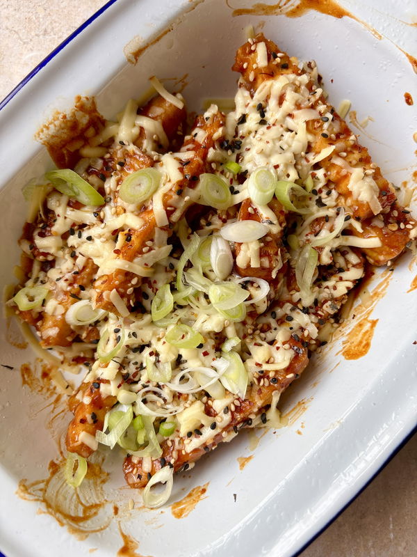 Cheesy Korean BBQ Tofu Fries