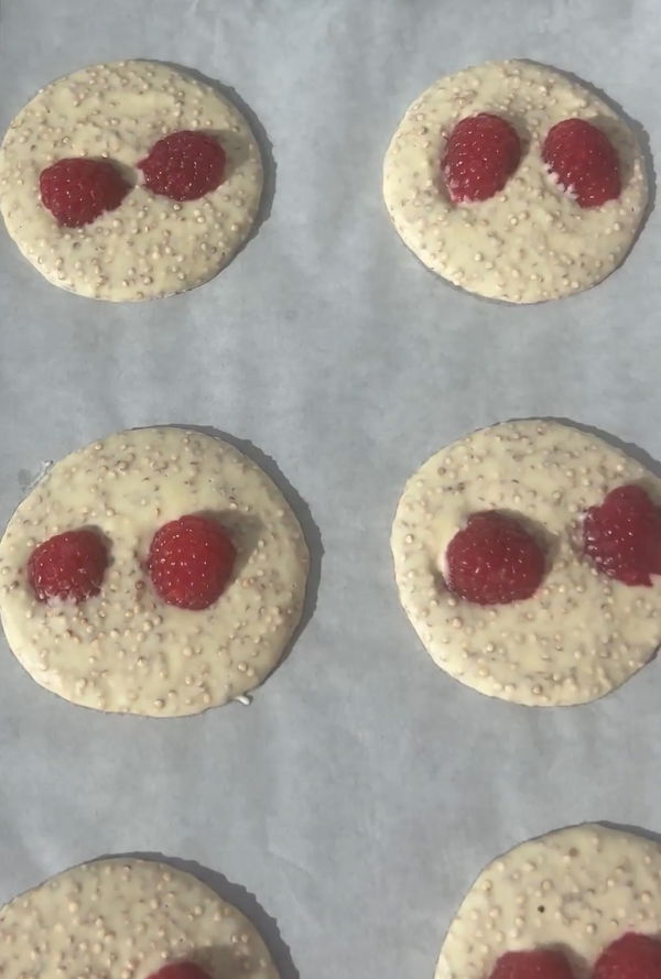 White Chocolate and Raspberry Quinoa Bites