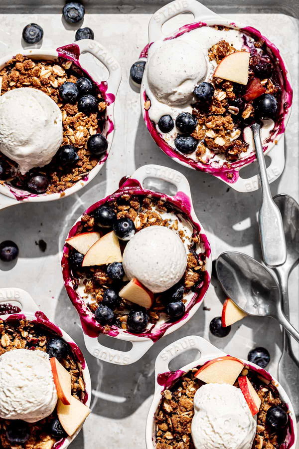 Individual Blueberry and Apple Crumble