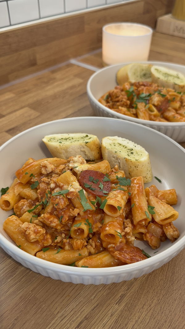 One Pot Pizza Topped Rigatoni