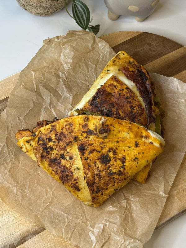 Creamy hot honey chicken folded wraps