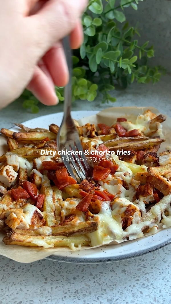 Dirty chicken & chorizo fries 🥵