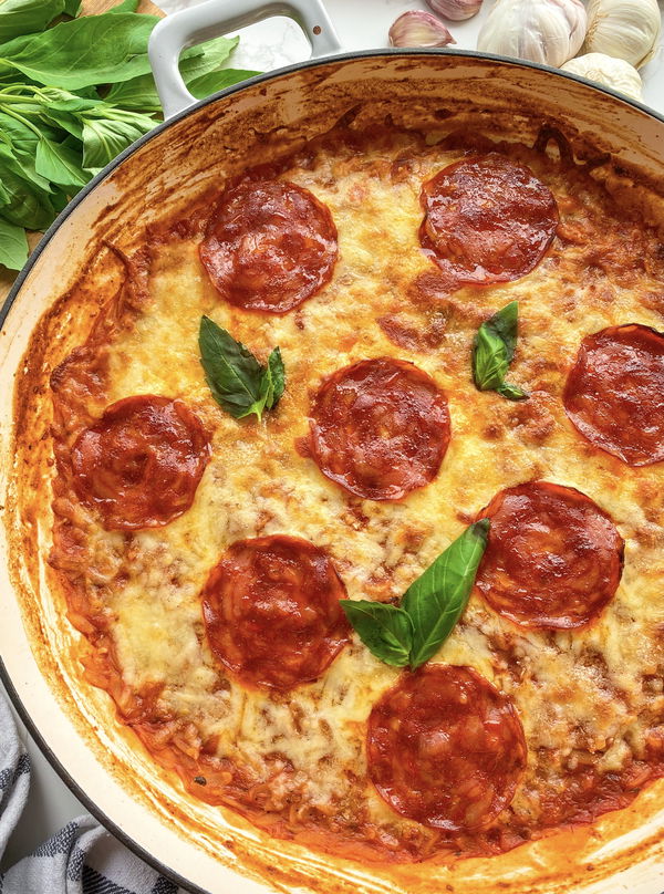 One Pan Pizza Orzo