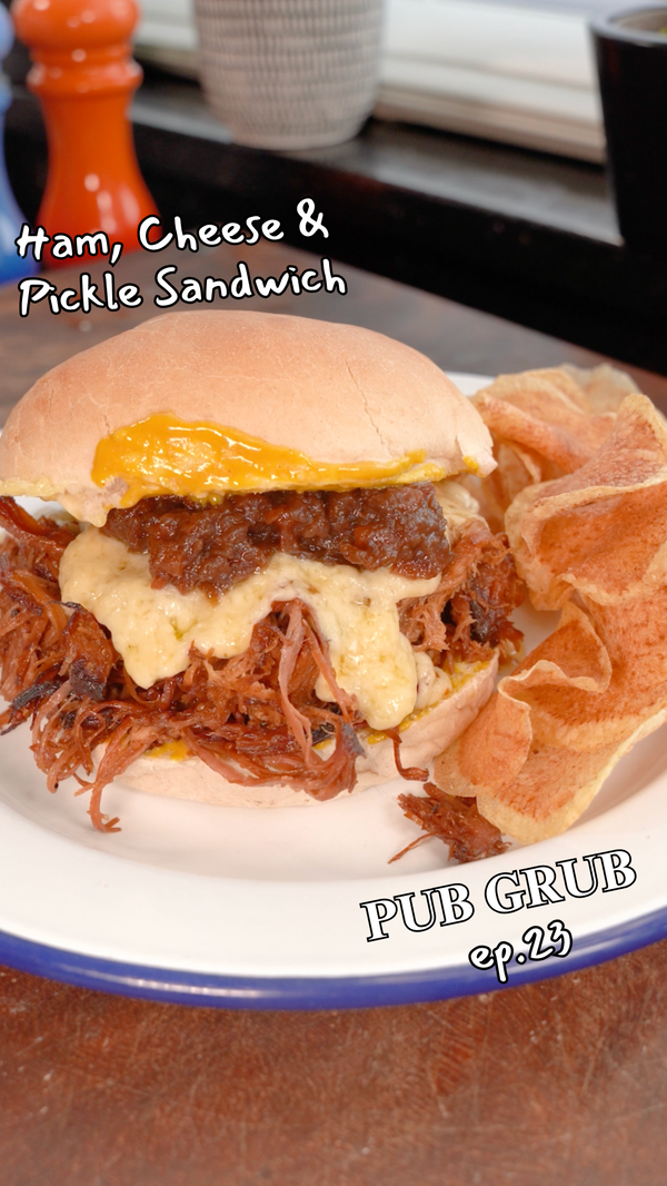 Ham, Cheese & Pickle Sandwich with Salt & Vinegar Crisps
