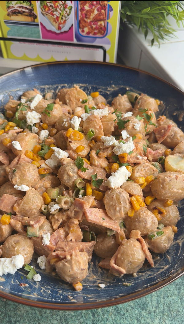 Chipotle Roasted Corn and Bacon Potato Salad