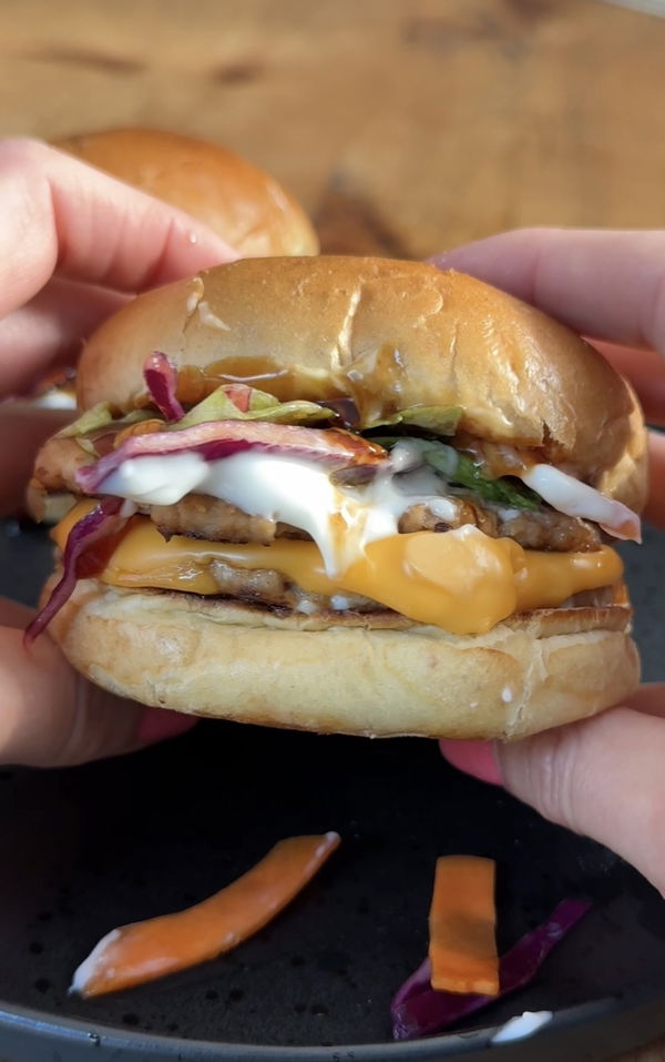 Teriyaki Smash Chicken Burgers