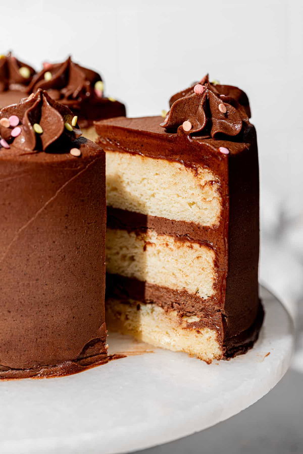 Yellow Cake with Chocolate Frosting