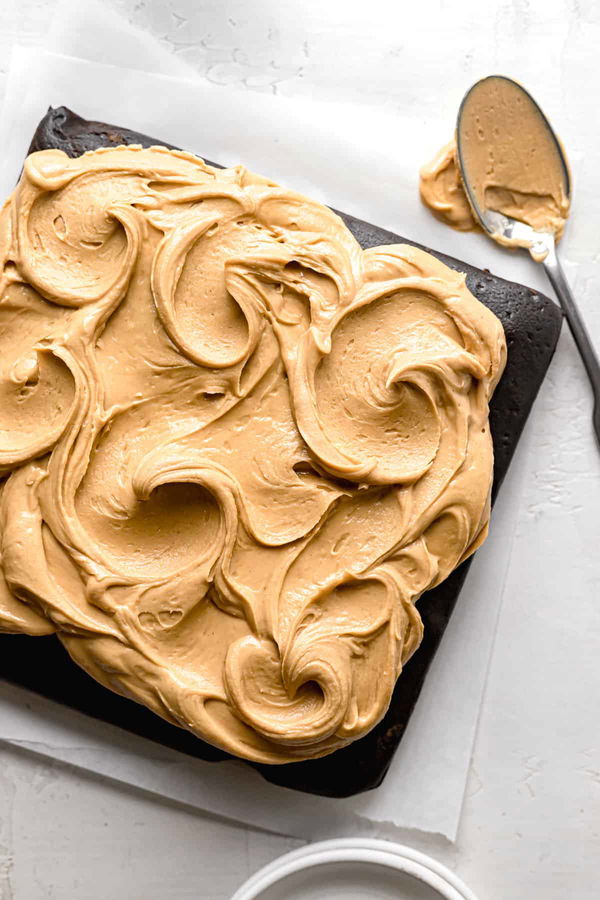 Chocolate Snack Cake with Peanut Butter Frosting