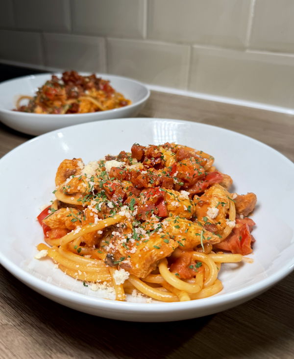 Buffalo Chicken & Chorizo Pasta