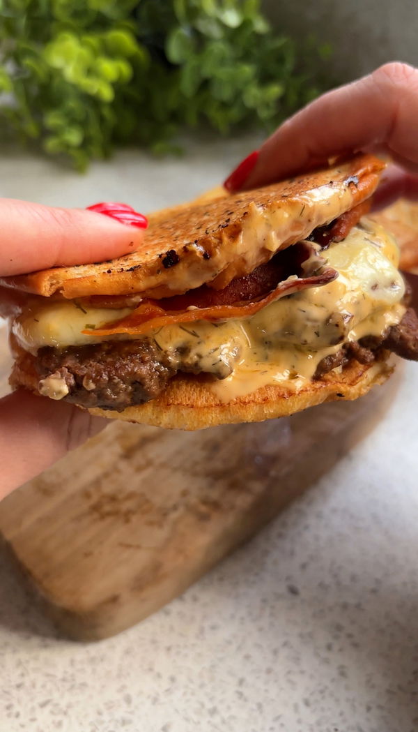 Bacon double cheeseburger grilled cheese