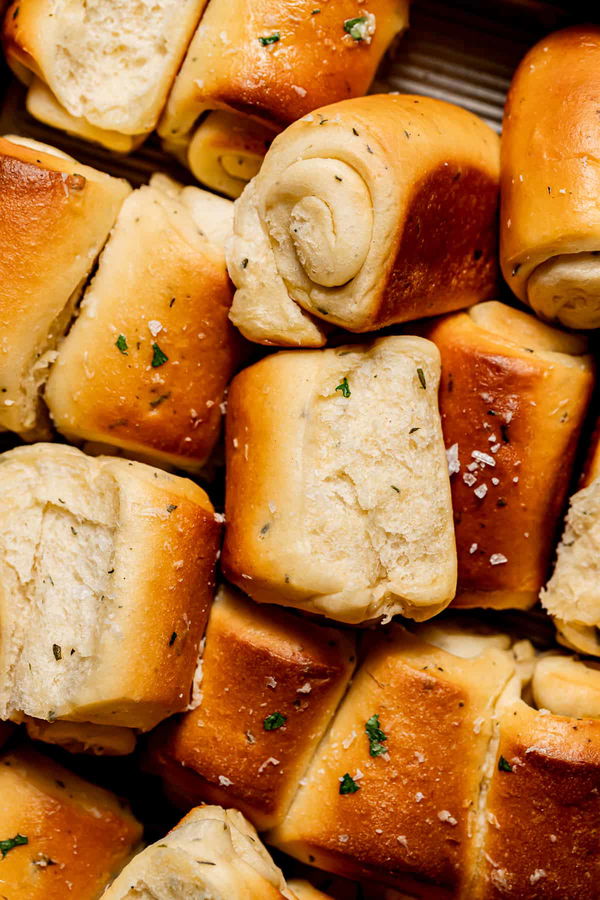 Garlic Herb Parker House Rolls