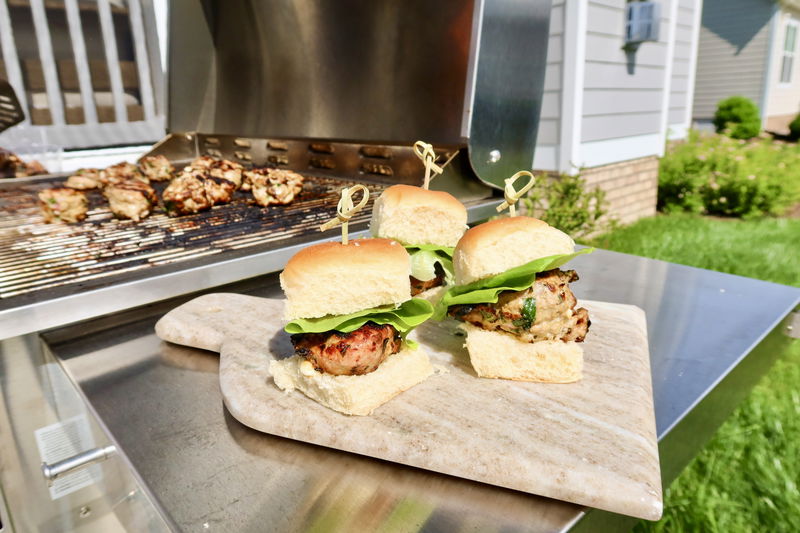 Greek Turkey Burger Sliders with Feta Kale & Spinach Greek Salad