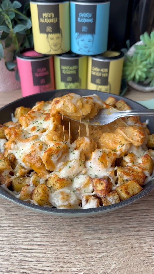 Cheesy Chicken Alfredo Loaded Potatoes