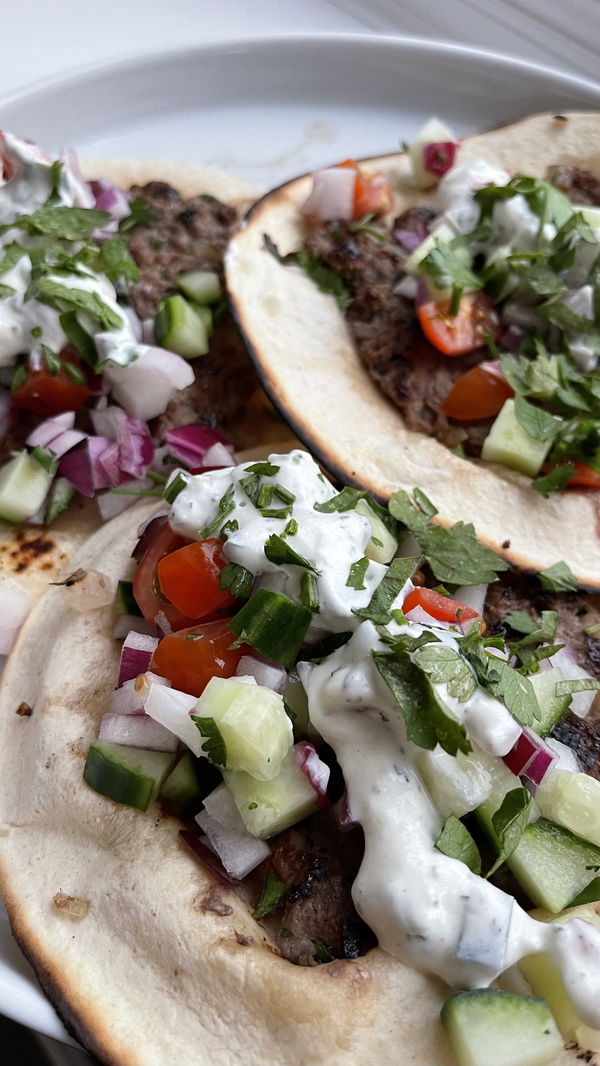 Mediterranean Smash Burger Tacos