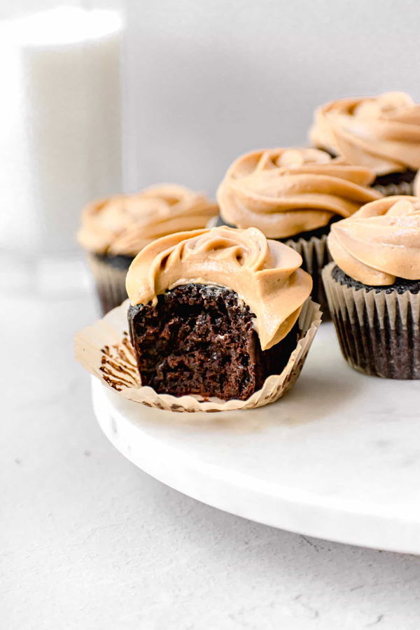 Chocolate Cupcakes with Burnt Sugar German Buttercream