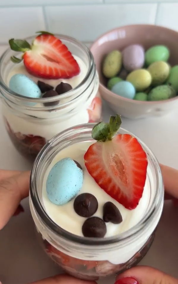 Easter Egg and Strawberry Chia Pudding