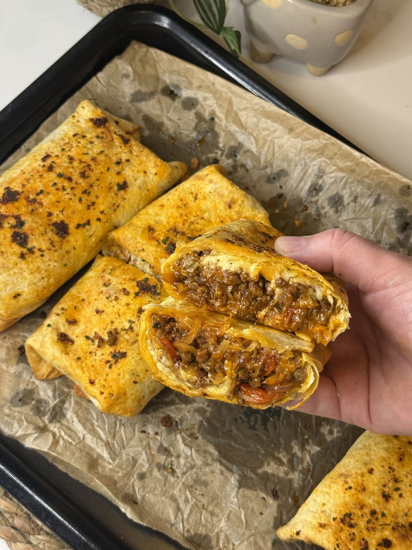 Bang bang sticky beef and cabbage wraps