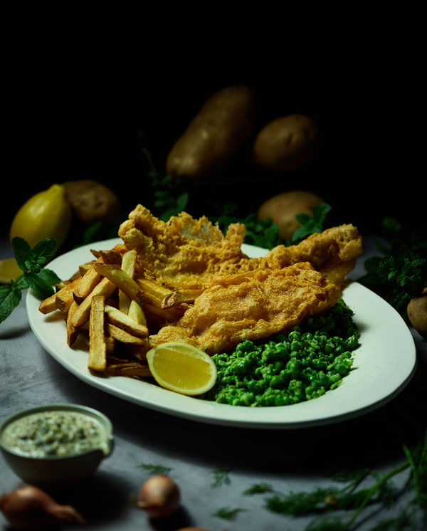 Fish and Chips: Black & Golden Battered Fish