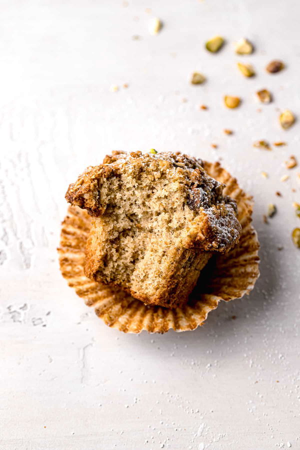 Pistachio Muffins with Oat Streusel