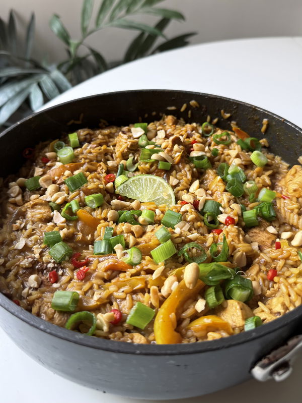 One Pan Chicken Satay Rice