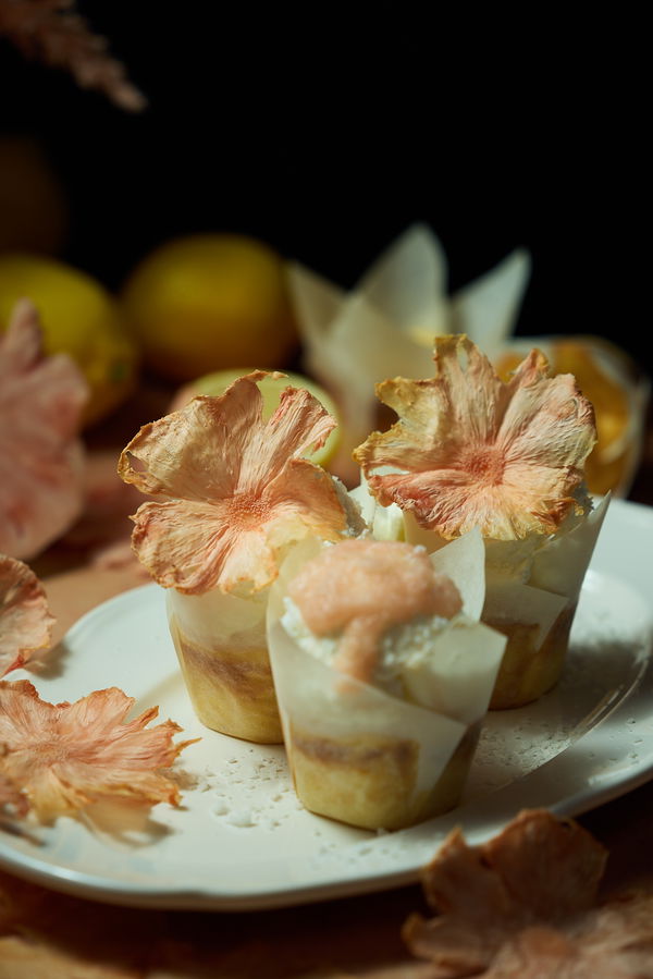 Pineapple Cupcakes with Sweet Coconut Cream