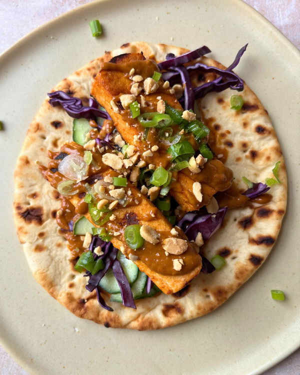 BBQ Tofu Satay Flatbread