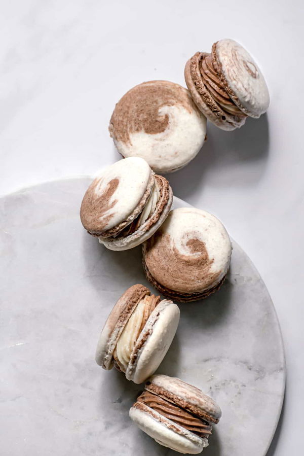 Chocolate & Vanilla Swirled Macarons