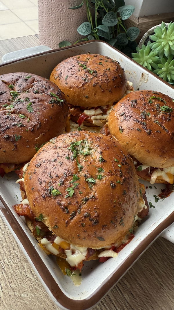 Cheesy BBQ Meatball Sliders