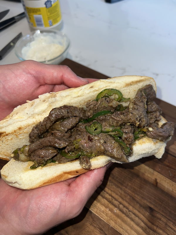 Cheesesteak with Jalapeño Scallion Butter