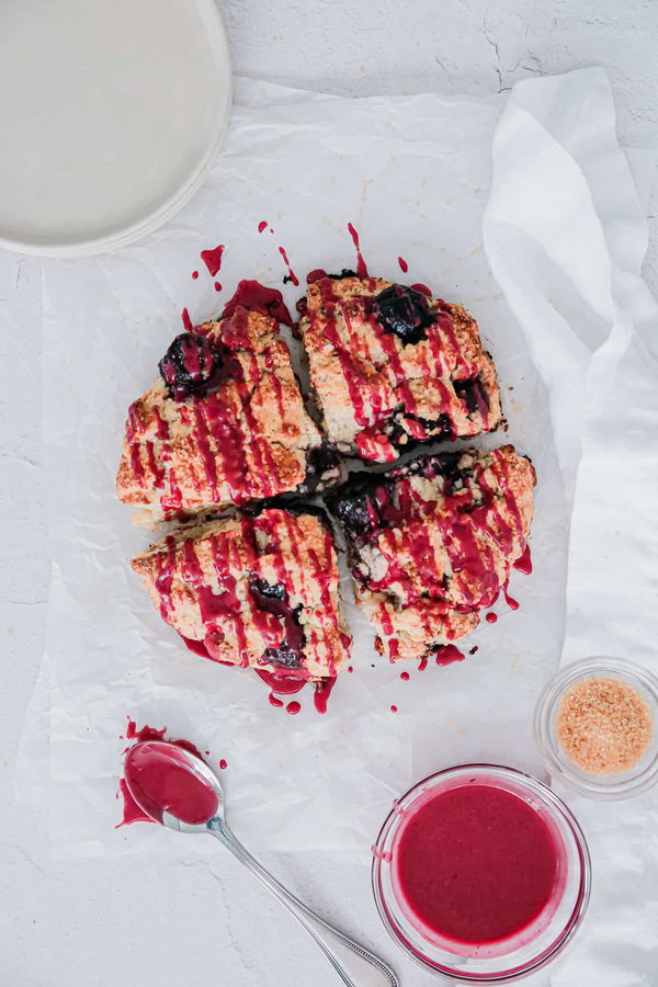 Cherry Scones with a Cherry Vanilla Glaze