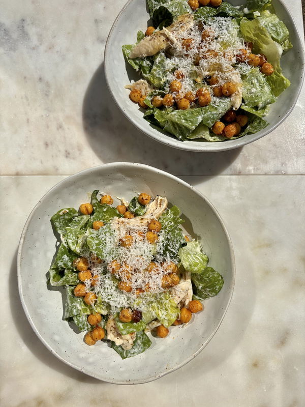Crispy Chickpea Chicken Caesar Salad