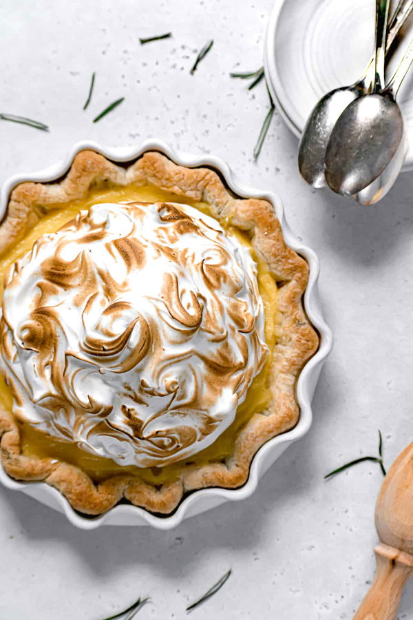 Lemon Meringue Pie with Fresh Rosemary Crust