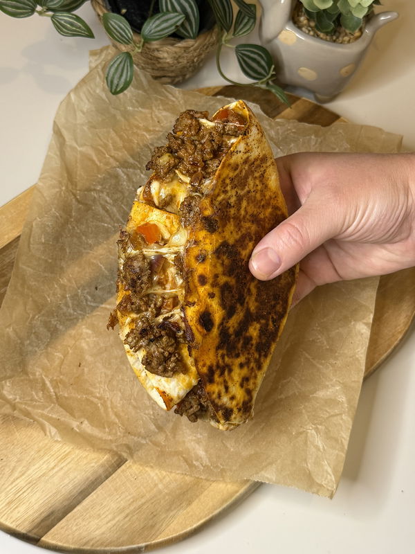 Cheesy peri peri beef folded wraps
