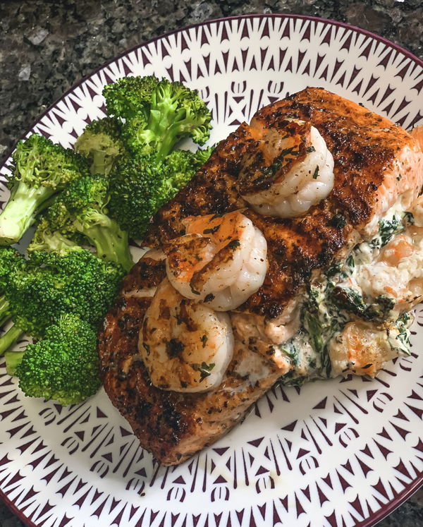 Cajun Stuffed Salmon with Shrimp
