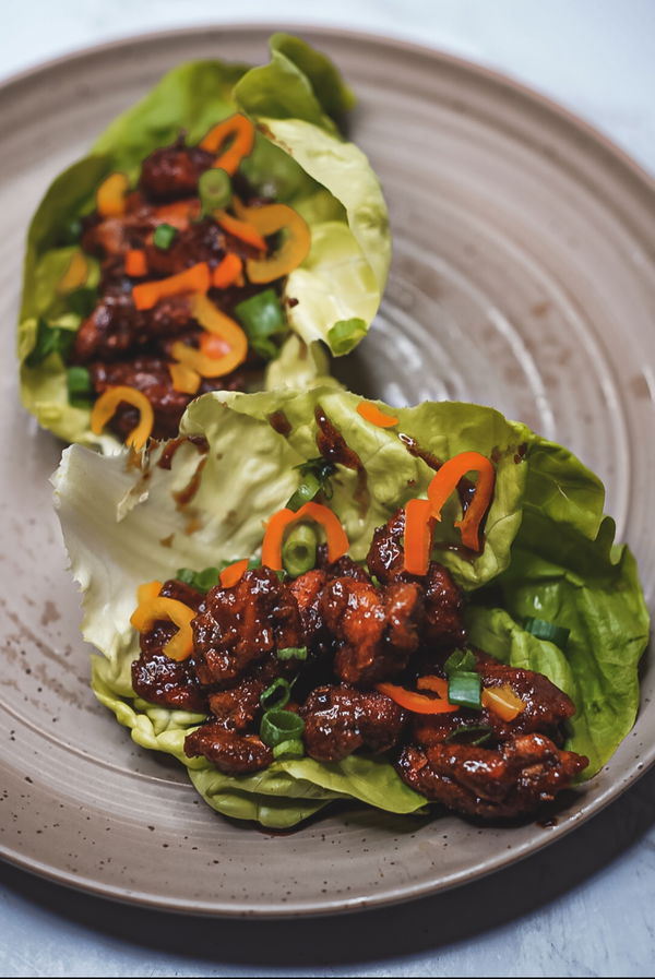 Sticky Honey Chicken Lettuce Wraps